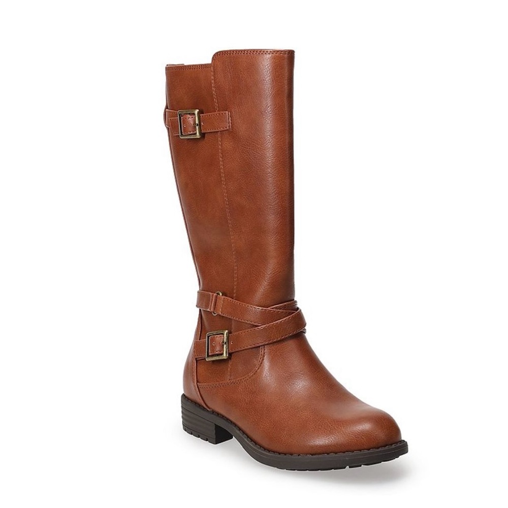 NWT #15 Sonoma Goods For Life Kensleigh Girls' Cognac Riding Boots Size 5 Teens